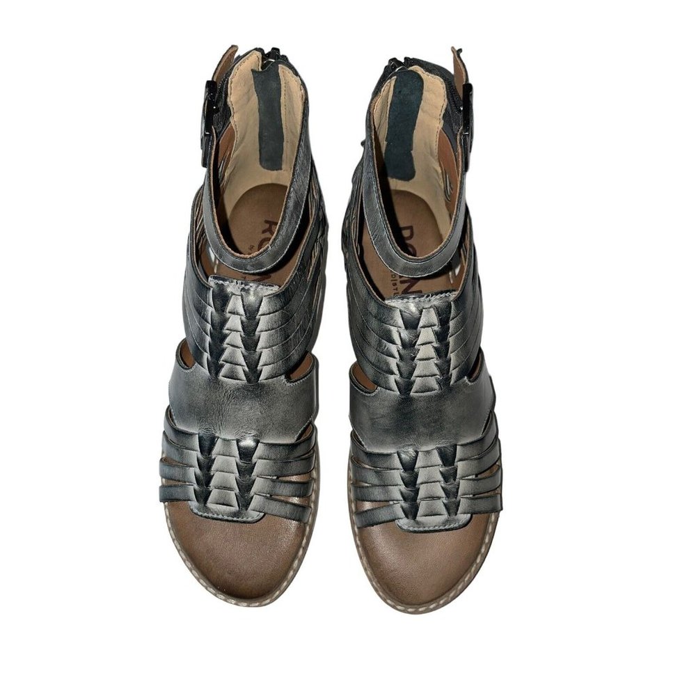 NIB Roan By Bed Stu Size 8.5 Gray Gladiator Leather Sandals  Zip Closure - Picture 3 of 10
